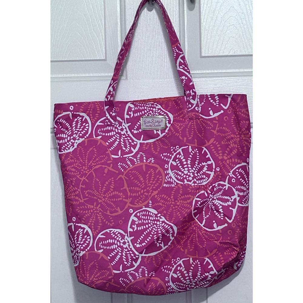 Lilly‎ Pulitzer For Estee Lauder Summer Beach Bag/Tote Pink Orange 14" x 16"